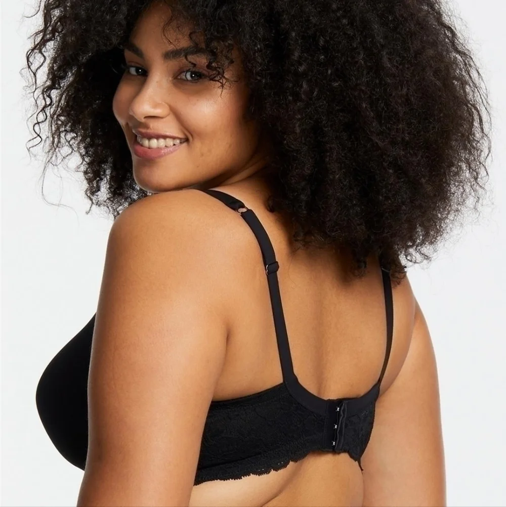 NWT Black Underwire Montelle Intimates Pure Plus Full Coverage T-Shirt Bra 34D